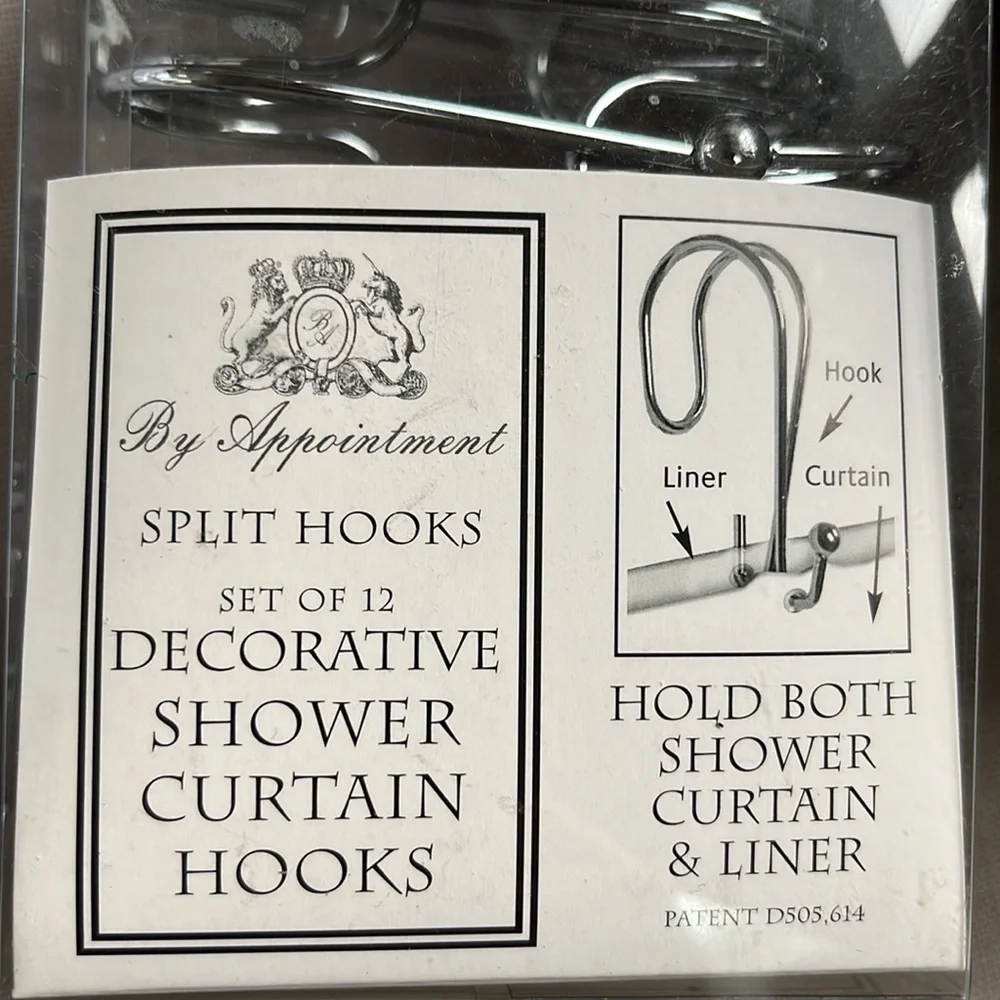New White Shower Curtain and Hooks